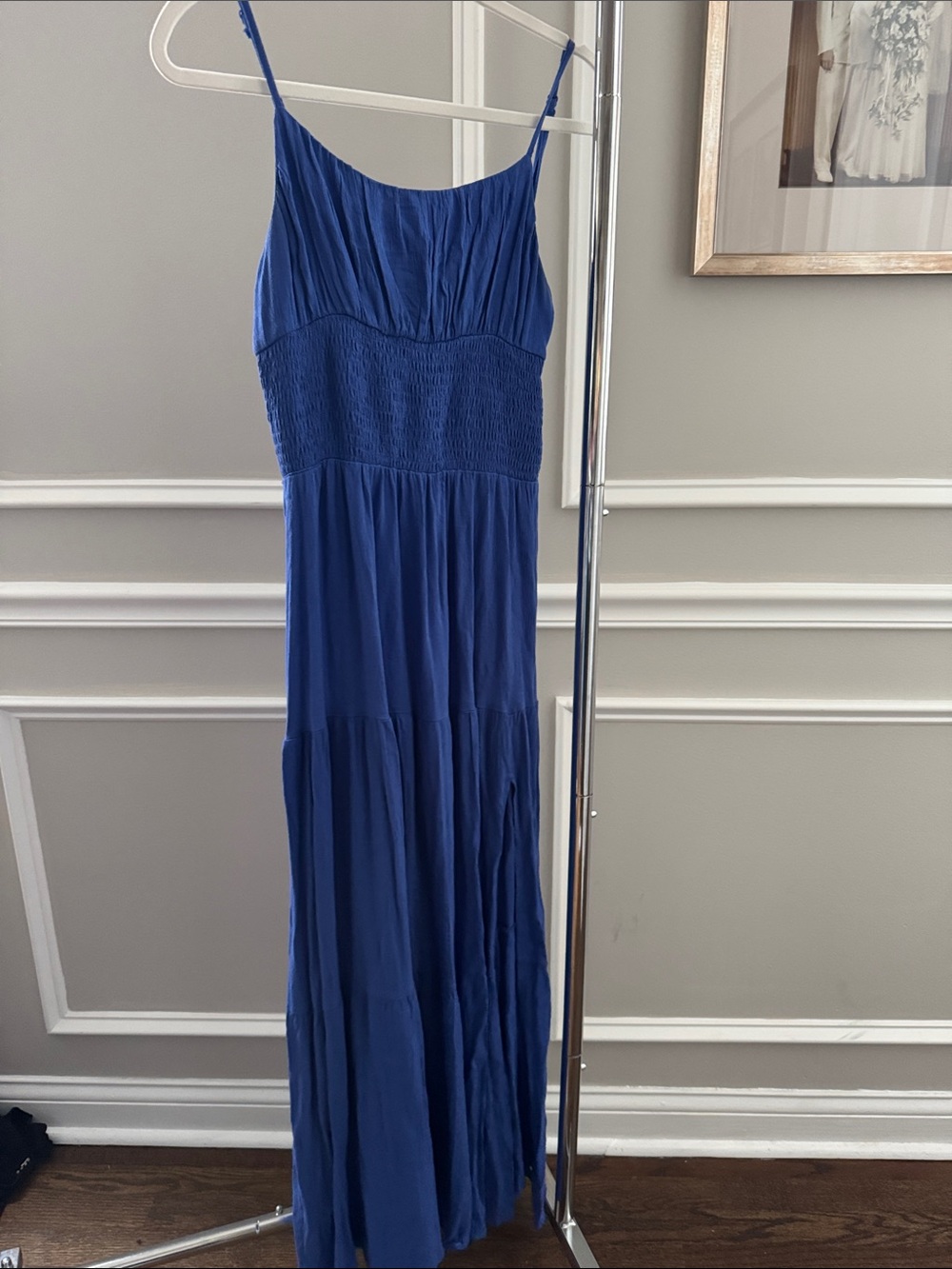 Blue Spaghetti-Strap Maxi Dress